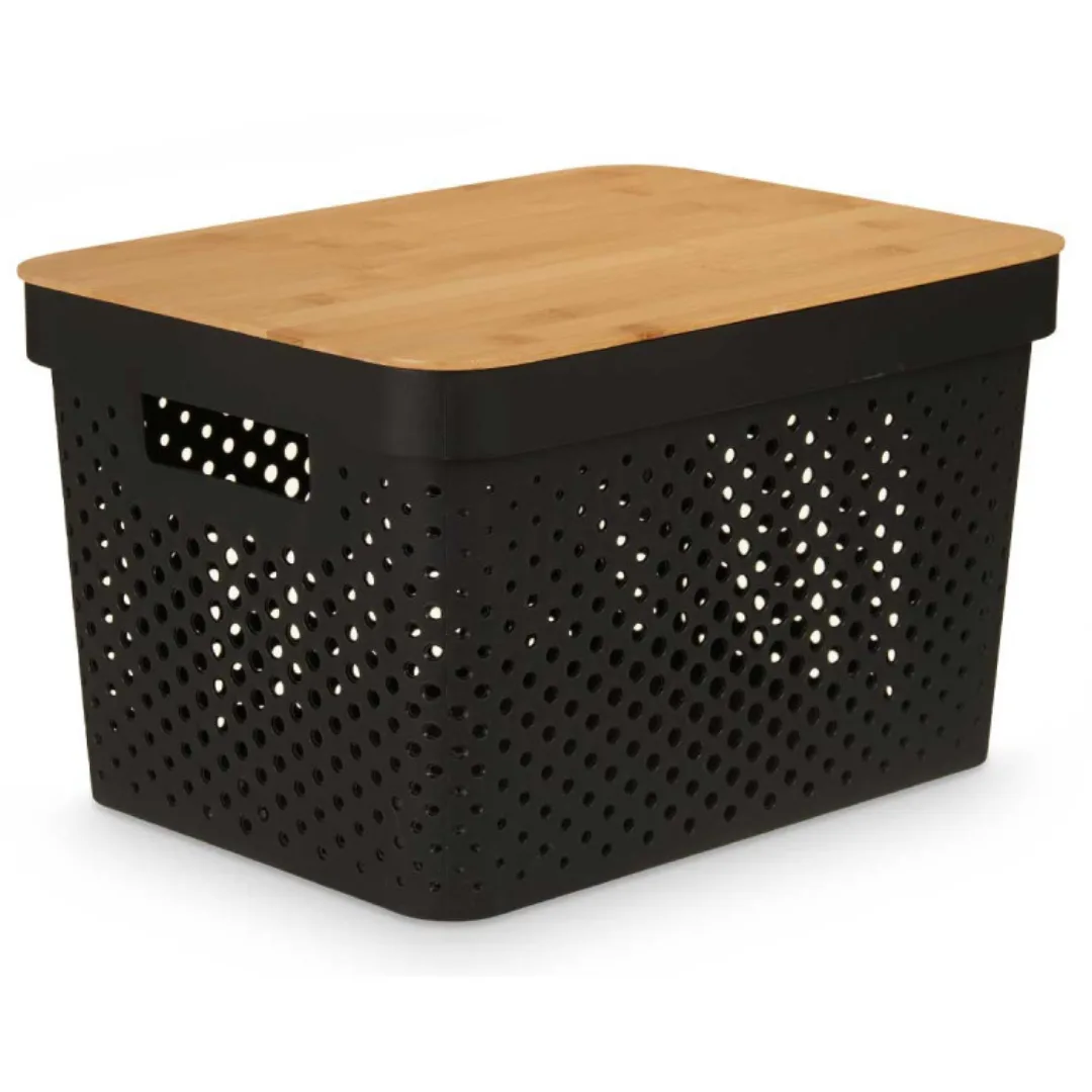 Multi-purpose box with bamboo lid, white, large, 22 cm