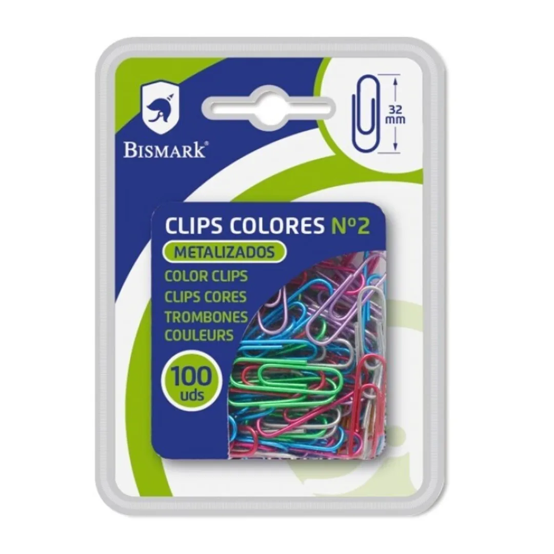 Bismark metallic paper clips, 32 mm, pack of 100