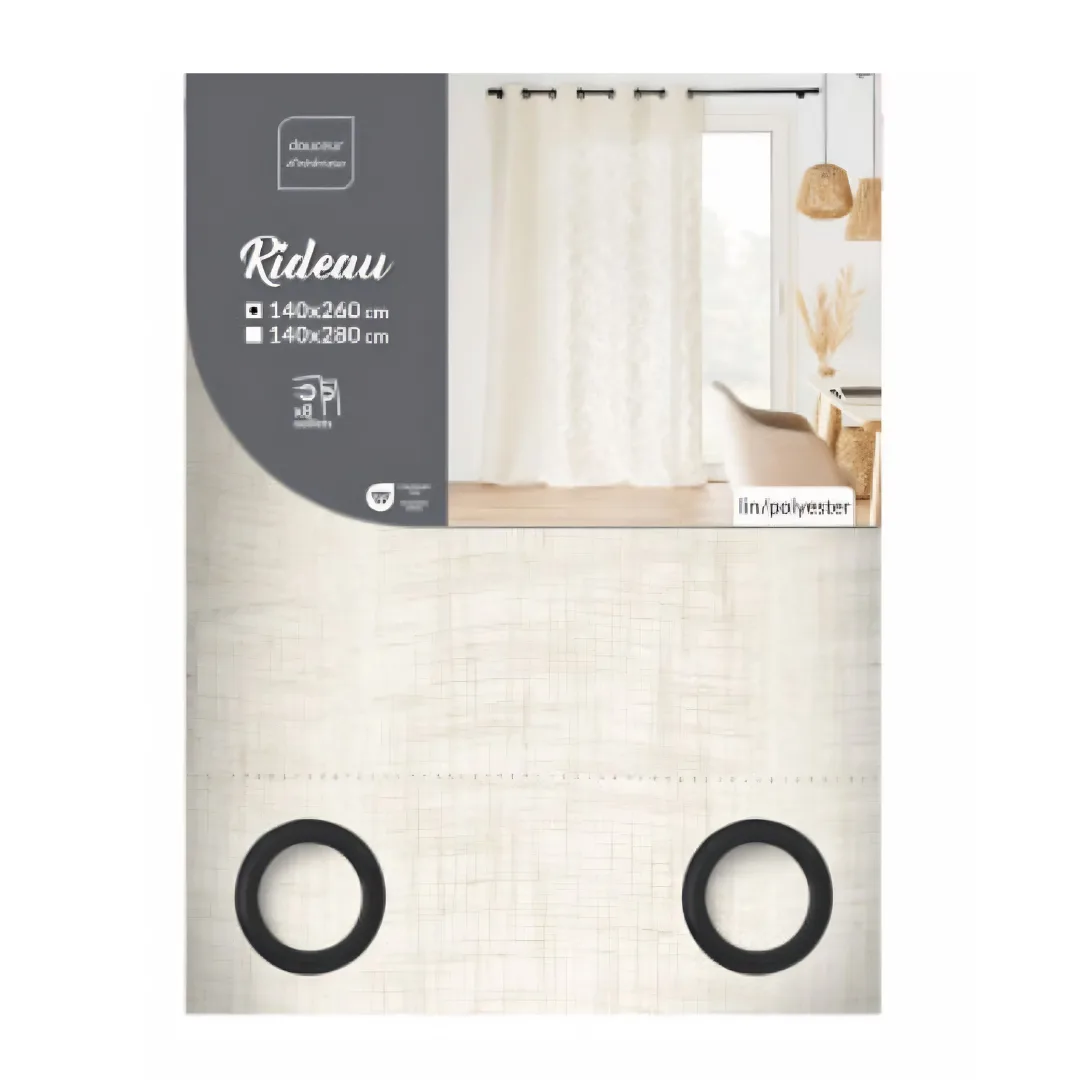 Igor eyelet curtain, linen effect, 140 x 260 cm