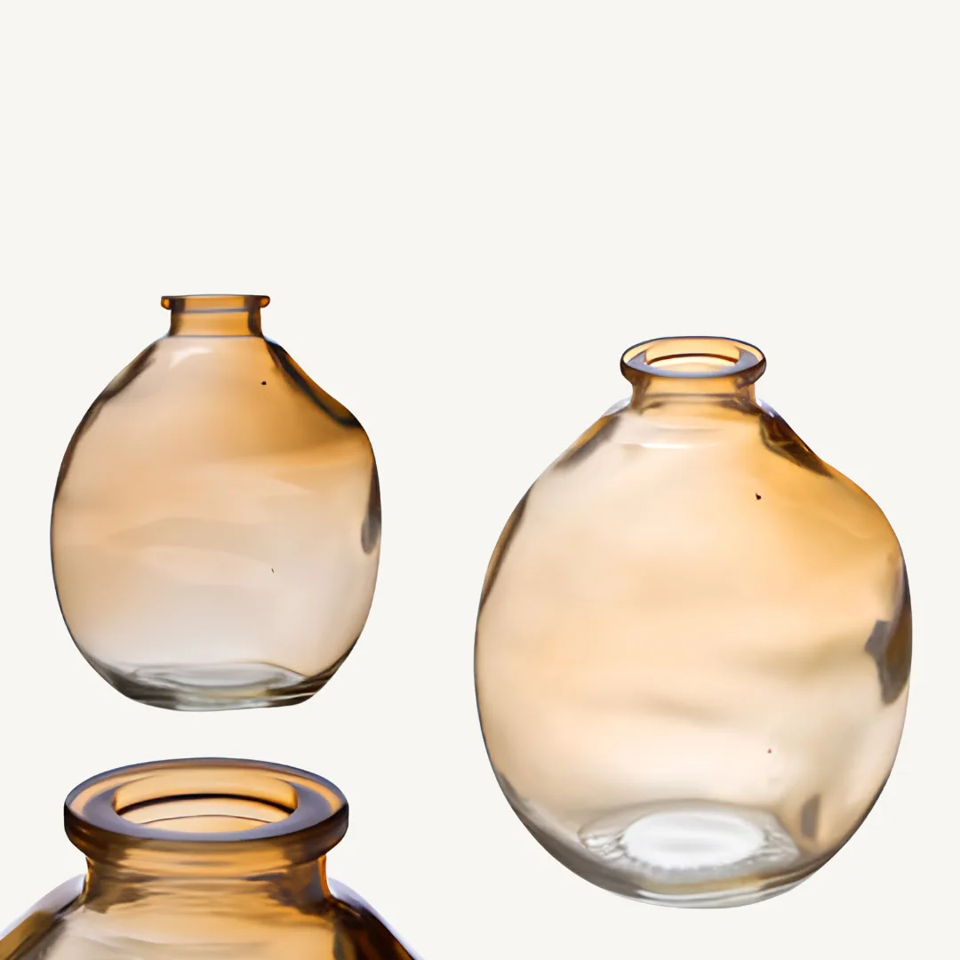 Irregular glass jar, amber