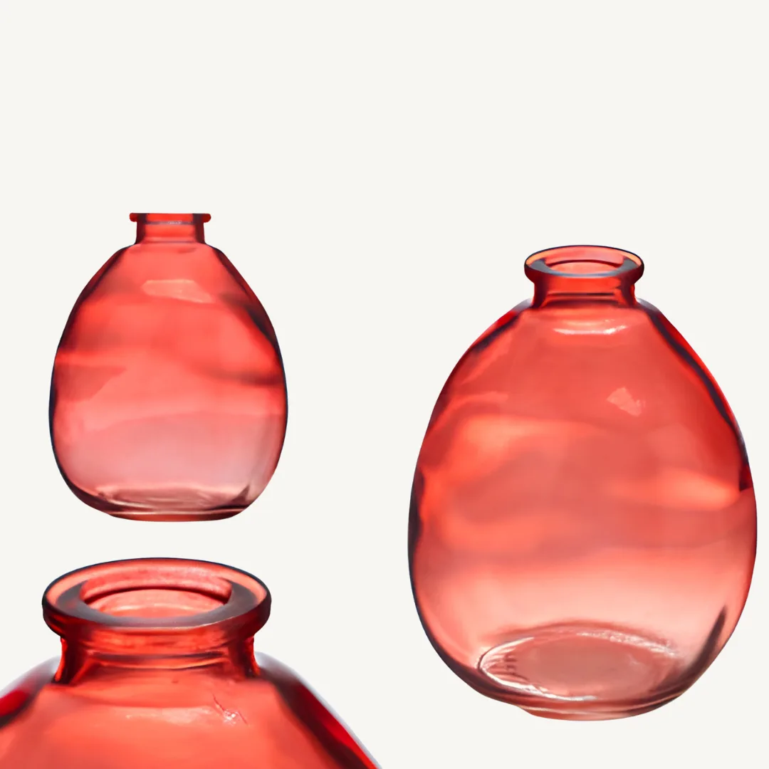 Irregular glass jar, reddish