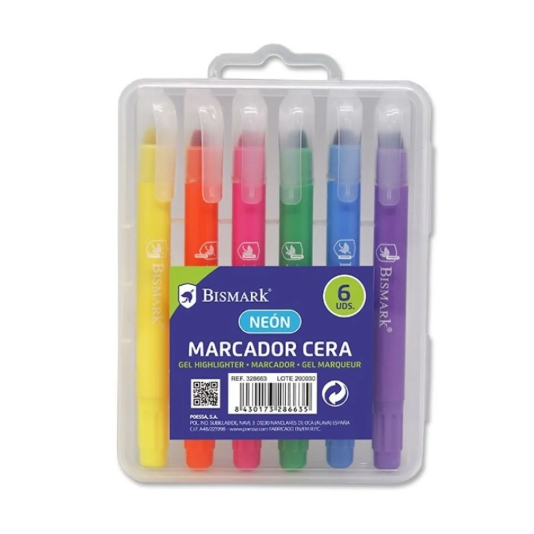 Bismark neon wax markers, pack of 6