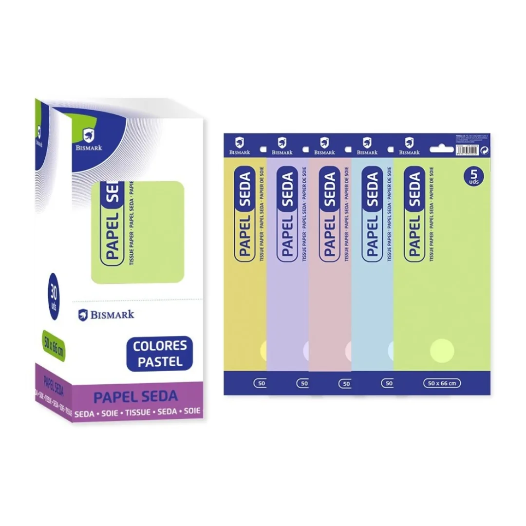 Bismark plain tissue paper, pastel colours, 5 sheets