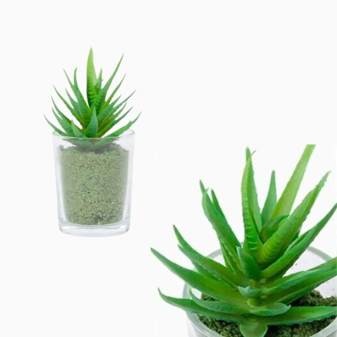 Artificial plant in glass vase, 6.4 x 12.7 cm