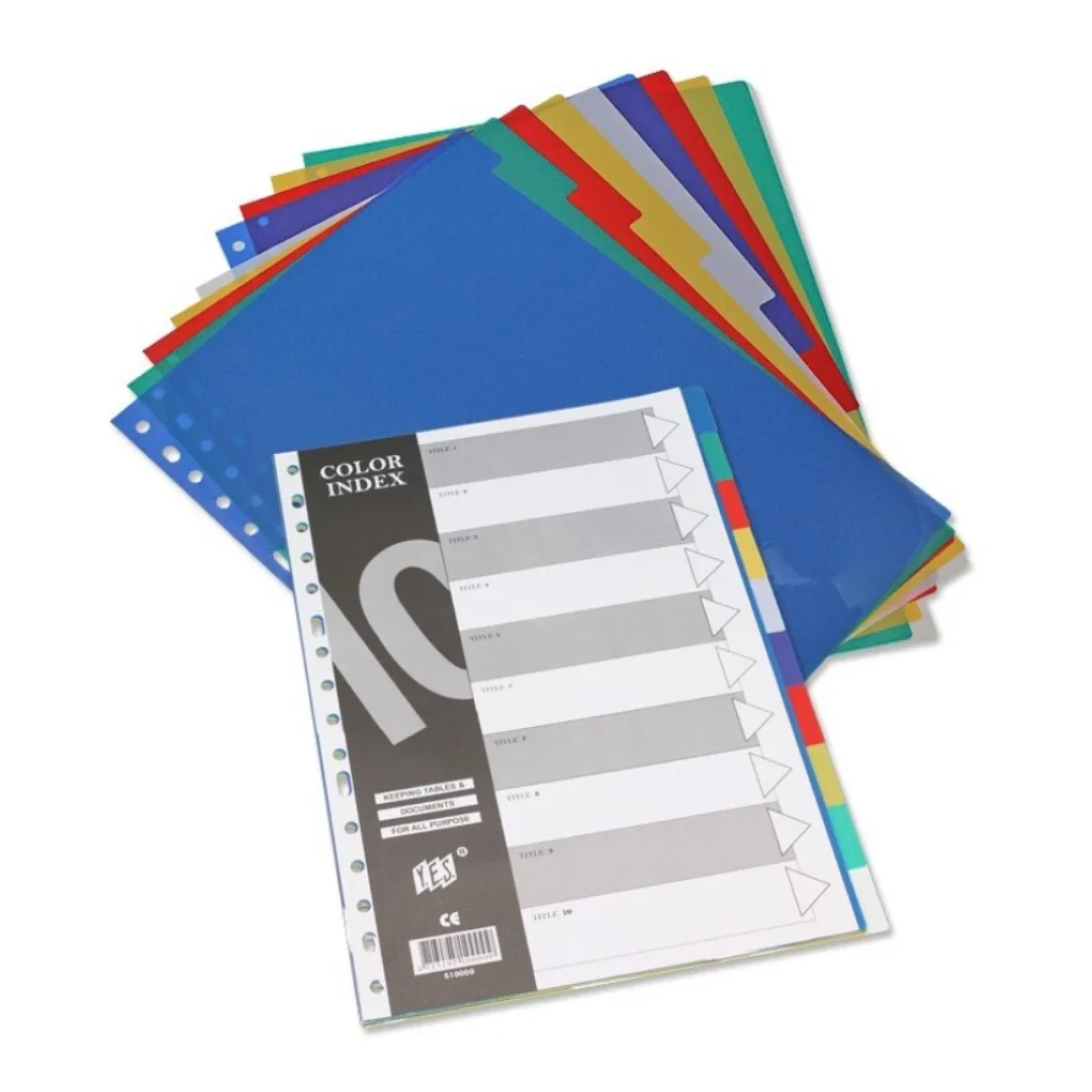 A4 dividers, pack of 10, 5 colours
