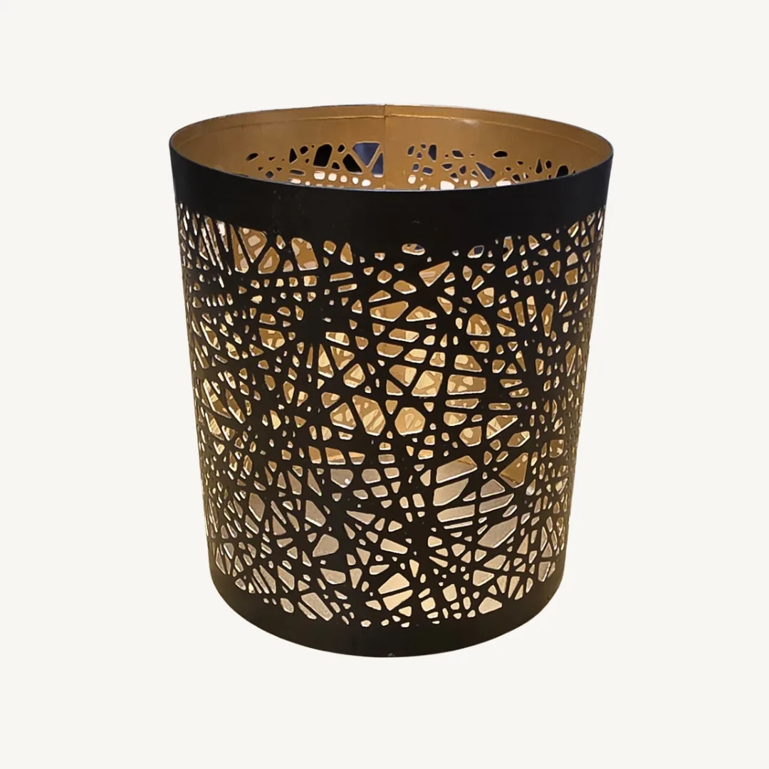 Black and gold abstract candle holder