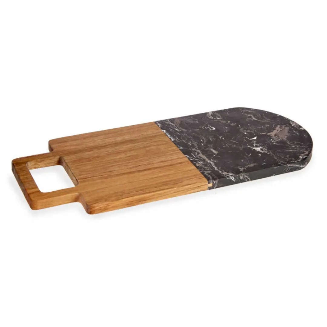 Wood and black marble chopping board with handle