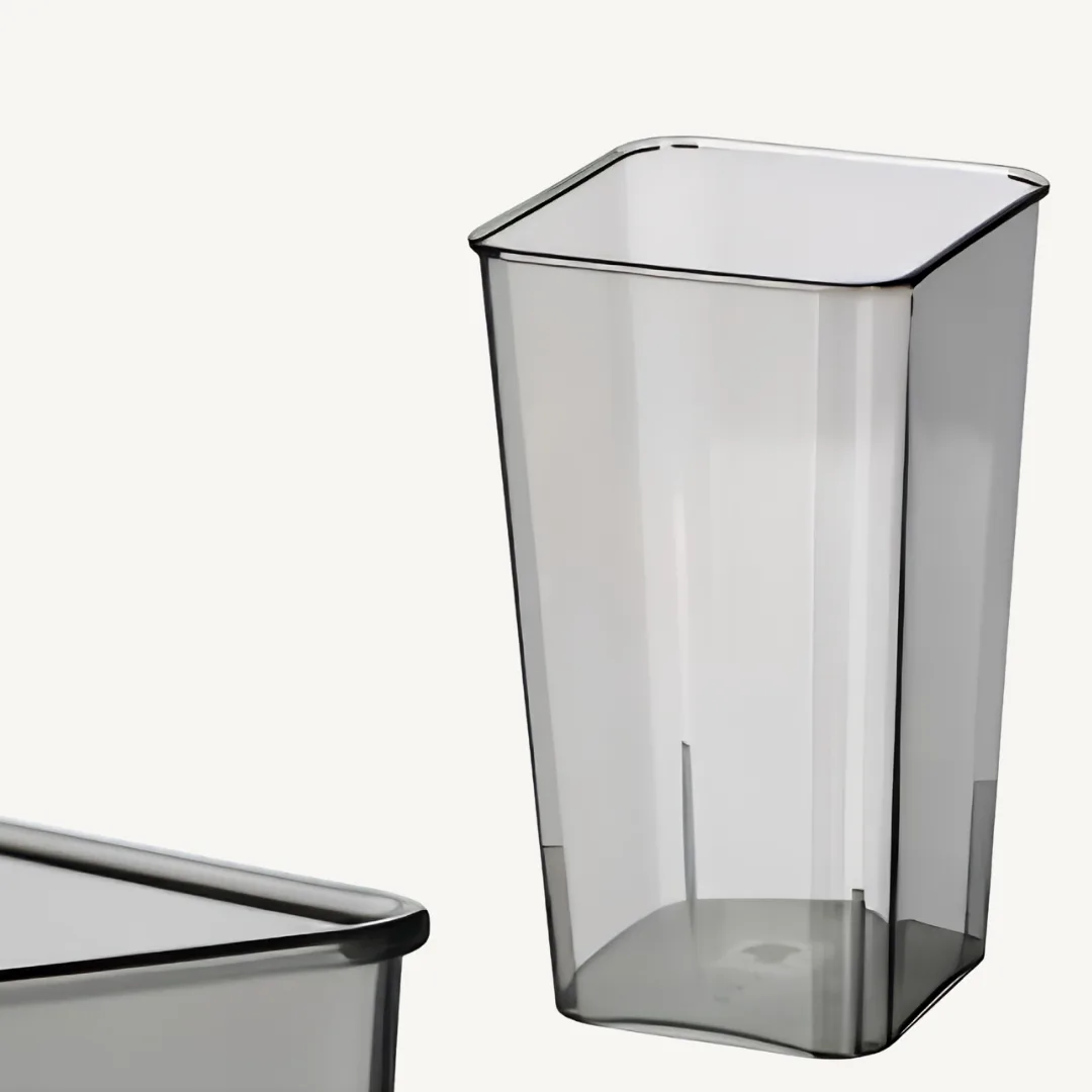 Grey acrylic square vase, 24.5 cm